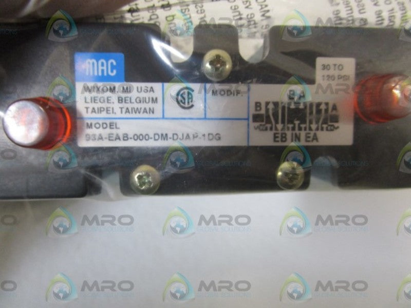 MAC SOLENOID VALVE 93A-EAB-000-DM-DJAP-1DG *NEW IN BOX*