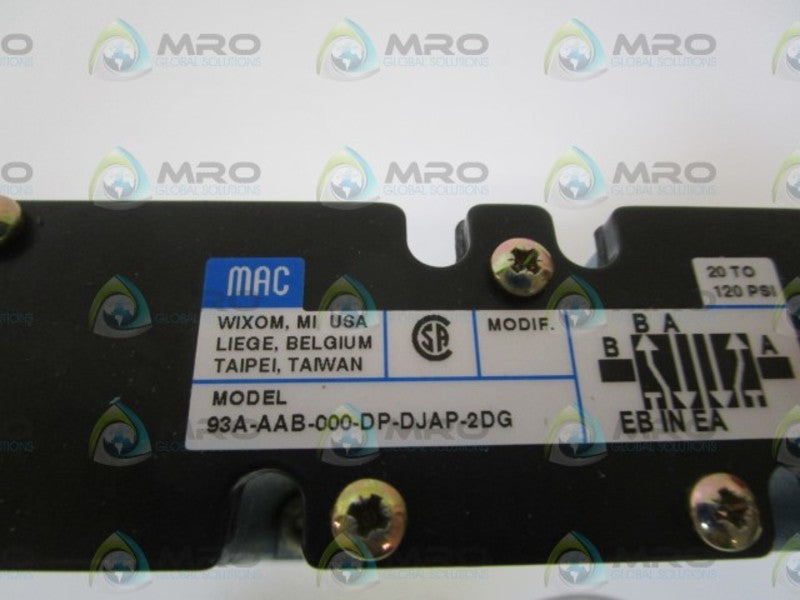 MAC SOLENOID VALVE 93A-AAB-000-DP-DJAP-2DG *NEW NO BOX*