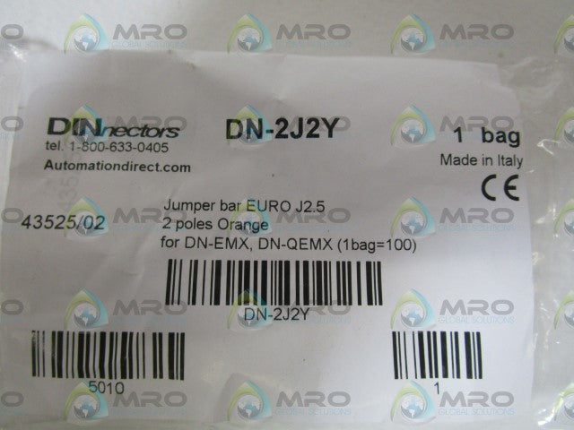 LOT OF 100 DINNECTOR ORANGE JUMPER BAR DN-2J2Y *NEW IN BAG*