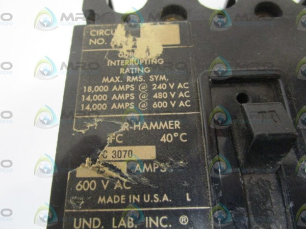 CUTLER-HAMMER CIRCUIT BREAKER FC3070  UNMP