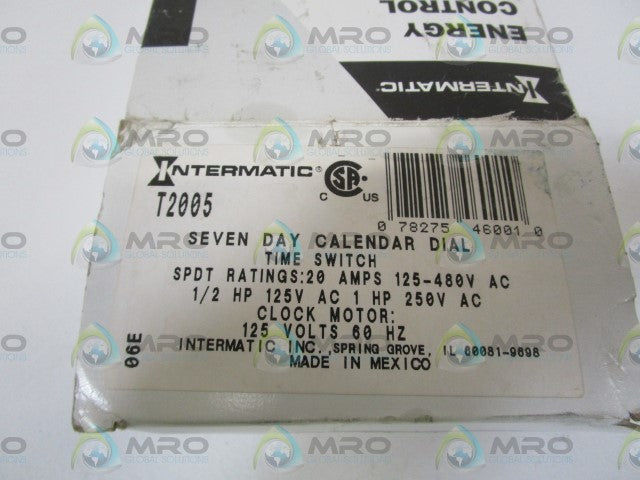 INTERMATIC 7-DAY CALENDAR DIAL TIME SWITCH T2005 *NEW IN BOX*