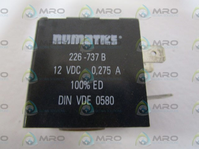 NUMATICS SOLENOID VALVE COIL 226-737B *USED*