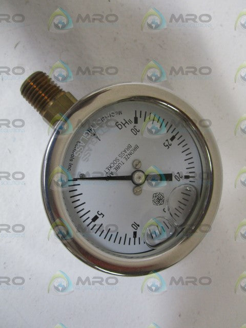 McDANIEL CONTROLS 1/4"NPT 30"-0HG GAUGE JS *NEW IN BOX*
