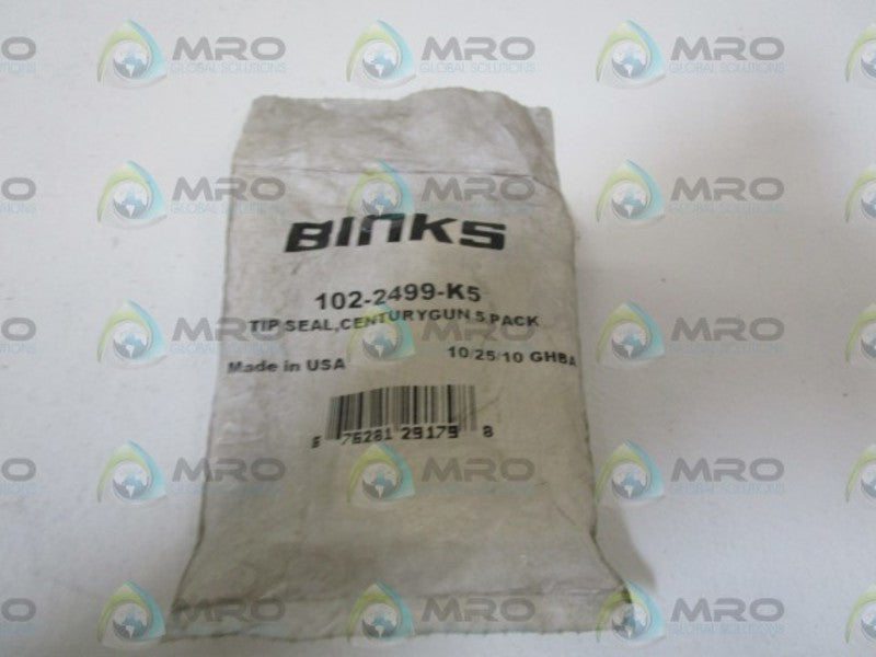 BINKS TIP SEAL CENTURYGUN 5 PACK 102-2499-K5 * NEW IN FACTORY BAG *