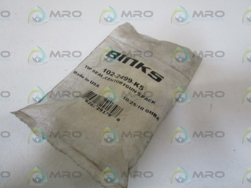 BINKS TIP SEAL CENTURYGUN 5 PACK 102-2499-K5 * NEW IN FACTORY BAG *