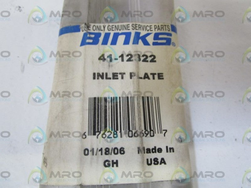 BINKS INLET PLATE 41-12322  NSNP IN BAG