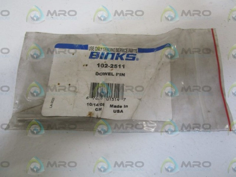 BINKS DOWEL PIN 102-2511  NSNP IN BAG
