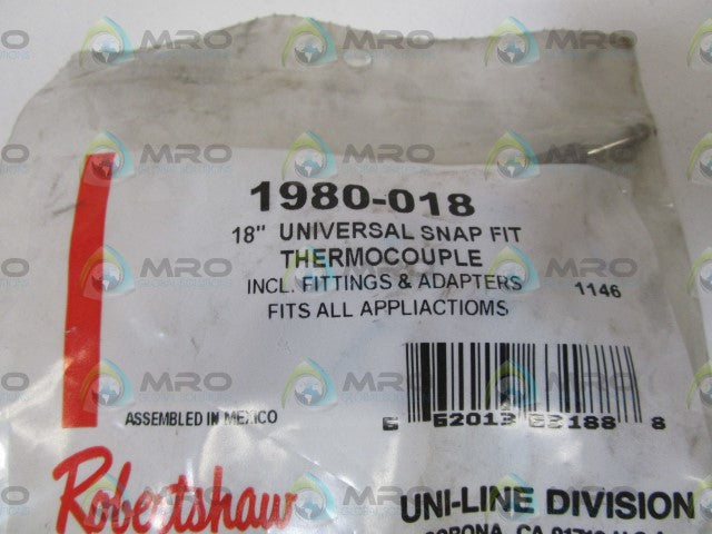 LOT OF 3 ROBERTSHAW 18" UNIVERSAL SNAP FIT THERMOCOUPLE 1980-018 *NEW IN BAG*