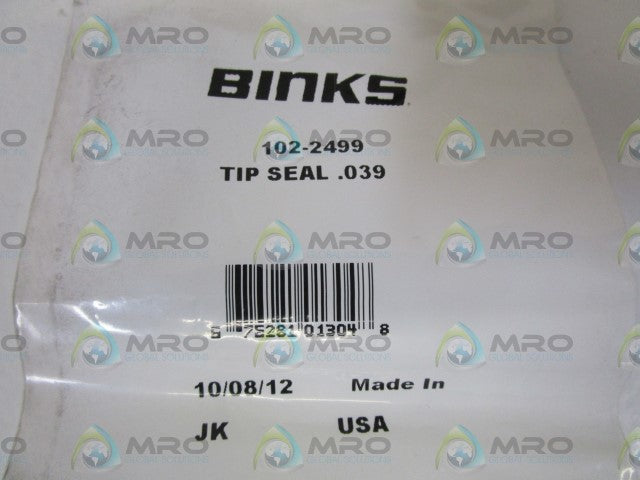 LOT OF 5 BINKS .039 TIP SEAL 102-2499 *NEW IN FACTORY BAG*