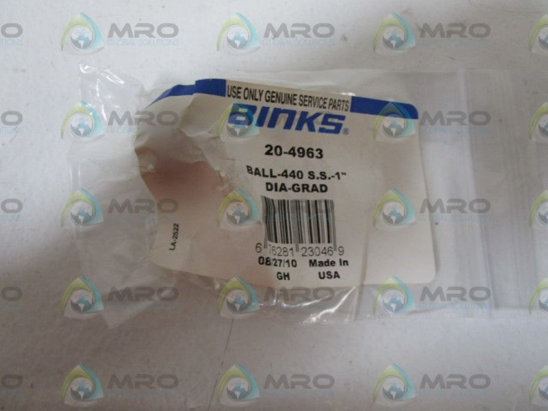 BINKS BALL-440 S.S.-1" DIA-GRAD 20-4963  NSMP