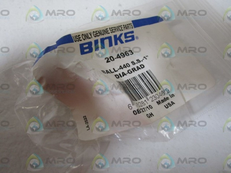 BINKS BALL-440 S.S.-1" DIA-GRAD 20-4963  NSMP