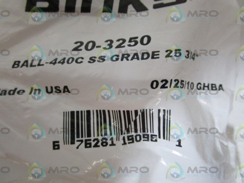 BINKS BALL-440C SS GRADE 25 3/4" 20-3250  NSMP