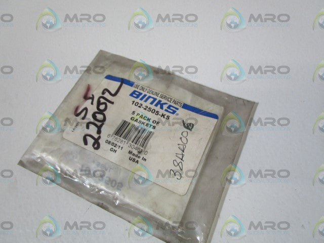 BINKS 5 PACK OF GASKETS 102-2505-K5 * NEW IN FACTORY BAG *