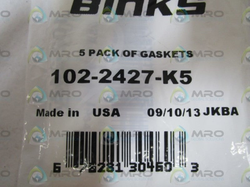 BINKS 5 PACK OF GASKETS 102-2427-K5 * NEW IN FACTORY BAG *