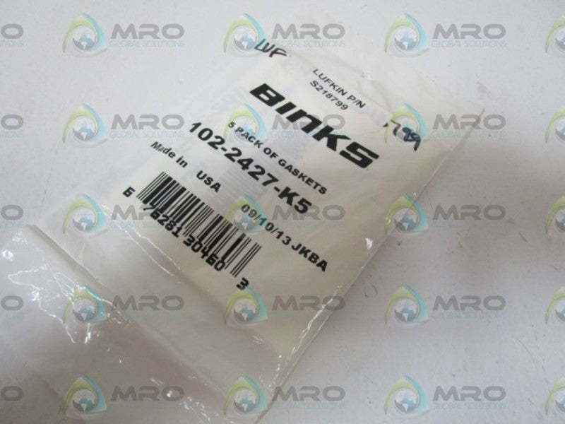 BINKS 5 PACK OF GASKETS 102-2427-K5 * NEW IN FACTORY BAG *