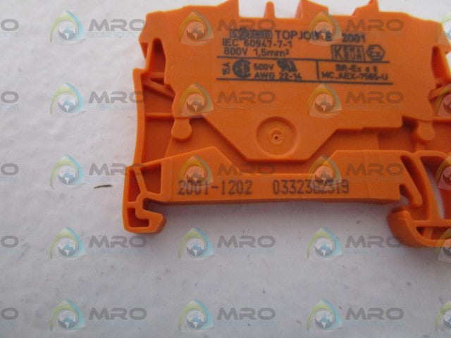 LOT OF 136 WAGO ORANGE TERMINAL BLOCK 2001-1202 *NEW NO BOX*