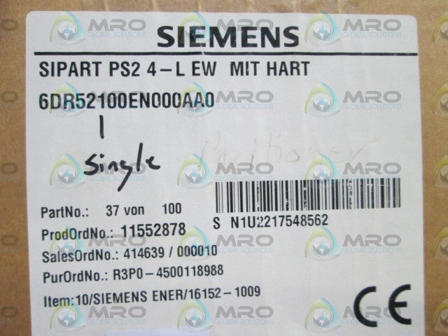 SIEMENS VALVE POSITIONER 6DR52100EN000AA0 *NEW IN BOX*