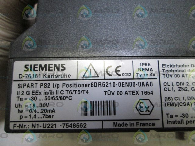 SIEMENS VALVE POSITIONER 6DR52100EN000AA0 *NEW IN BOX*