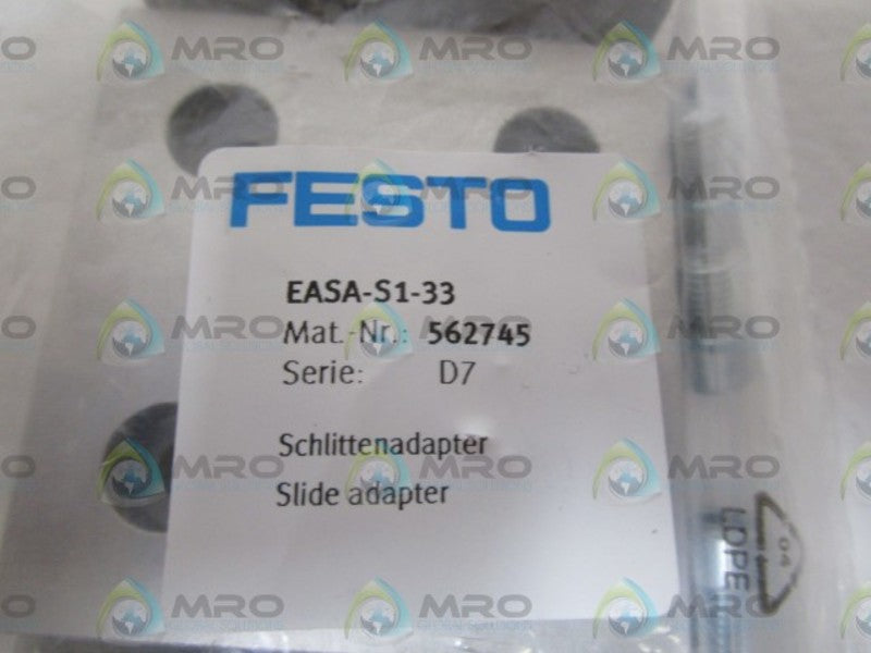 FESTO 562745 SLIDE ADAPTER EASA-S1-33 * NEW IN FACTORY BAG *