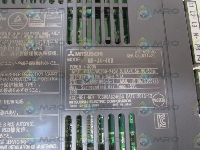 MITSUBISHI AC SERCO AMPLIFIER MR-J4-40B *USED*