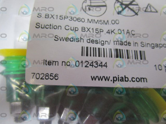 LOT OF 10 PIAB SUCTION CUP BX15P.4K.01AC *NEW IN FACTORY BAG*