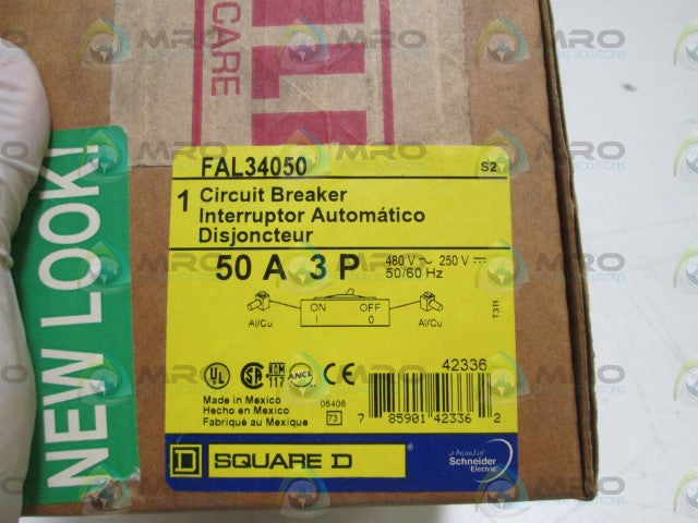 SQUARE D CIRCUIT BREAKER 50AMP 3P FAL34050 *FACTORY SEALED*
