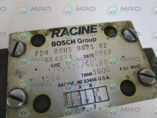RACINE DIRECTIONAL VALVE FD4 BSHS 802S 02 *USED*