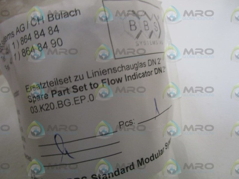 BBS SPARE PART SET TO FLOW INDICATOR DN 2" 03.K20.BG.EP.0 * NEW IN BAG *