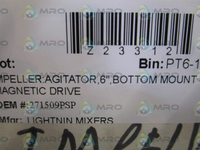LIGHTNIN MIXERS 6" IMPELLER 271509PSP *NEW IN BOX*