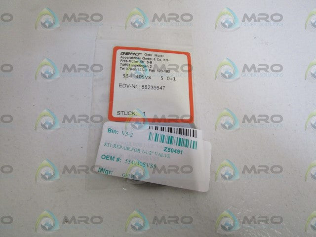 GEMU REPAIR KIT FOR 1-1/2" VALVE 554-40SVS-5 *NEW IN BAG*
