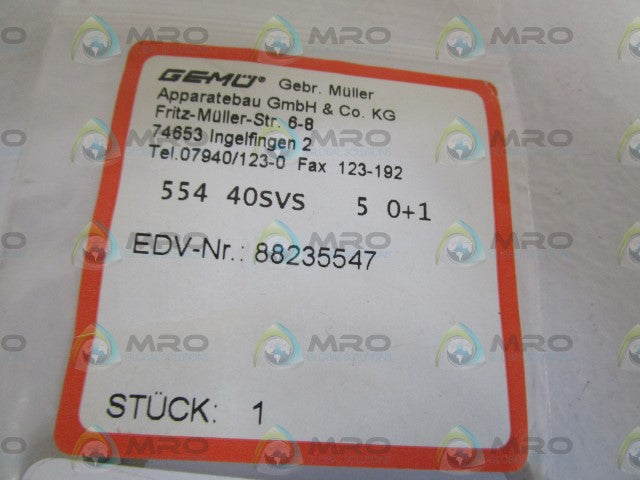 GEMU REPAIR KIT FOR 1-1/2" VALVE 554-40SVS-5 *NEW IN BAG*
