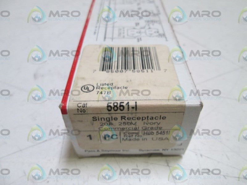 PASS & SEYMOUR SINGLE RECEPTACLE 5851-I  NSMP