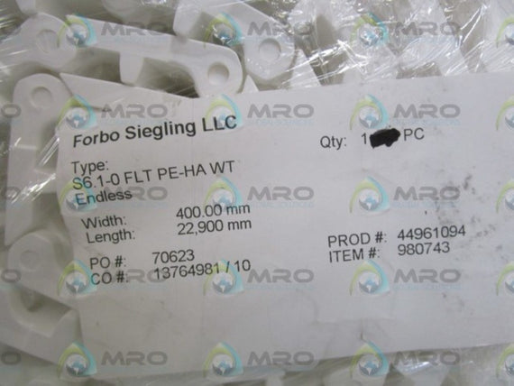 FORBO SIEGLING LLC CONVEYOR BELT S6.1-0 FLT PE-HA WT *NEW NO BOX*