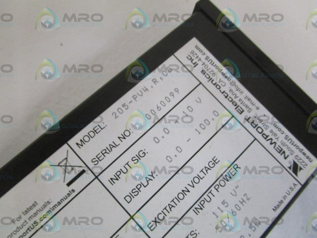NEWPORT INC. PANEL METER 205-PV4 R C0 *NEW IN BOX*