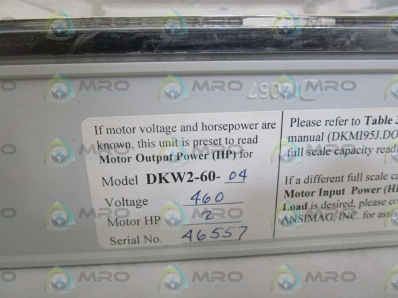 ANSIMAG INC. LOAD CONTROL OPERATOR INTERFACE PANEL DKW2-60-04  NSMP