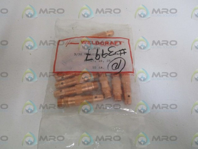LOT OF 10 WELDCRAFT 3/32 COLLET BODY 10N32 *NEW IN FACTORY BAG*