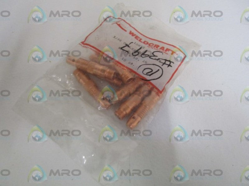 LOT OF 10 WELDCRAFT 3/32 COLLET BODY 10N32 *NEW IN FACTORY BAG*