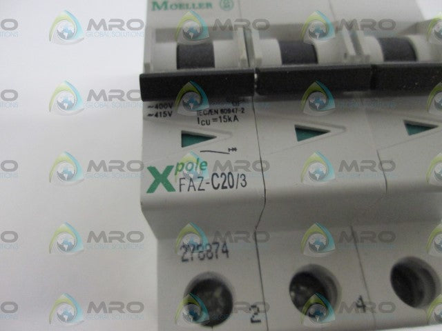 KLOCKNER MOELLER CIRCUIT BREAKER 3P FAZ-C20/3 *USED*
