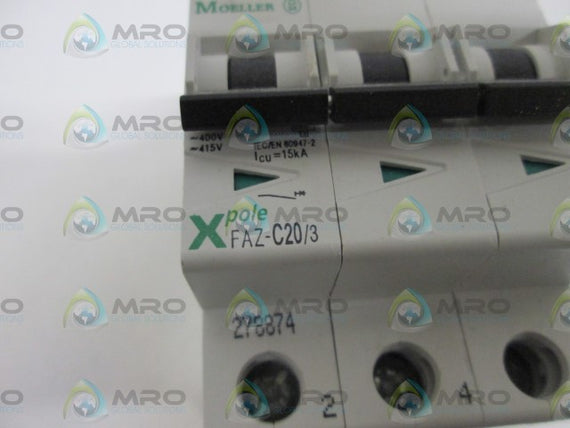 KLOCKNER MOELLER CIRCUIT BREAKER 3P FAZ-C20/3 *USED*