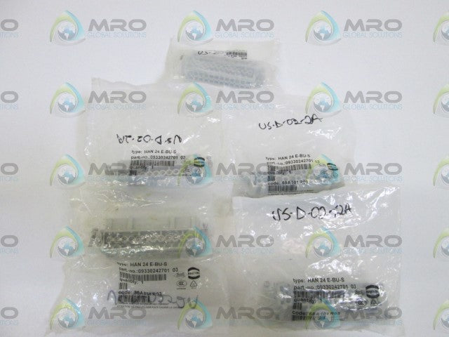 LOT OF 5 HARTING HOUSING CONNECTOR HAN 24 E-BU-S *NEW IN FACTORY BAG*