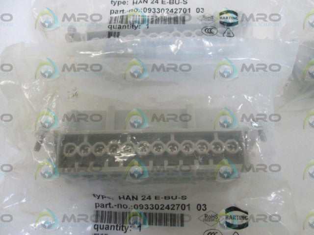 LOT OF 5 HARTING HOUSING CONNECTOR HAN 24 E-BU-S *NEW IN FACTORY BAG*