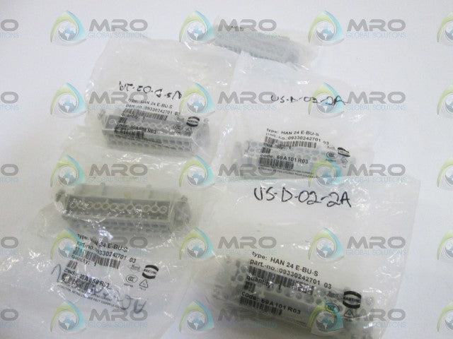 LOT OF 5 HARTING HOUSING CONNECTOR HAN 24 E-BU-S *NEW IN FACTORY BAG*