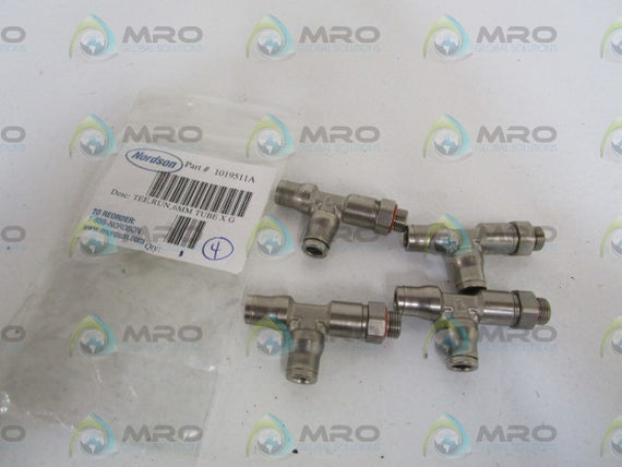 LOT OF 4 NORDSON TEE, RUN, 6MM TUBE X G 1019511A *NEW IN BAG*