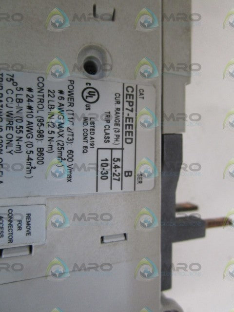 SPRECHER+SCHUH 5.4-27A SOLID STATE OVERLOAD RELAY CEP7-EEED SER. B *USED*