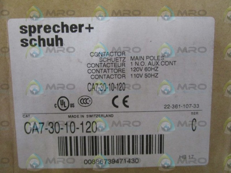 SPRECHER+SCHUH 110/120V CONTACTOR CA7-30-10-120 SER.C *NEW IN BOX*