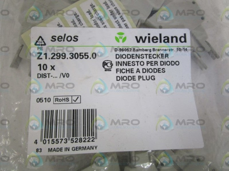 LOT OF 10 WIELAND DIODE PLUG Z1.299.3055.0  NSMP
