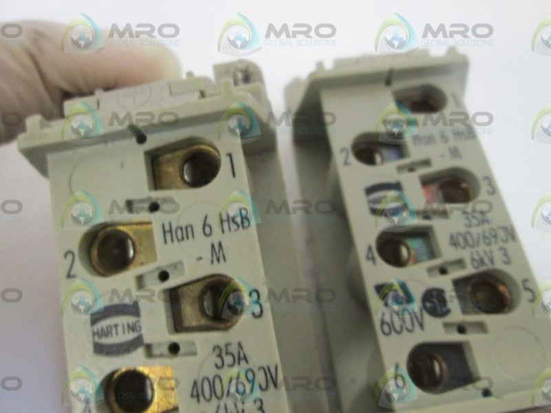 LOT OF 2 HARTING CONNECTOR Han 6 HsB *USED*