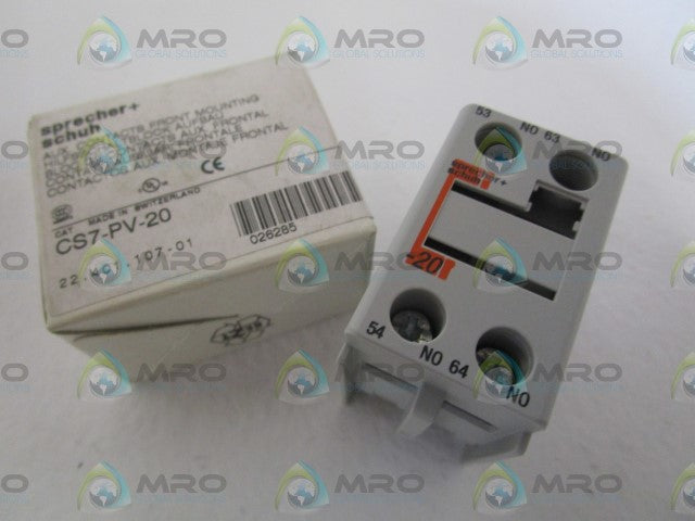 SPRECHER+SCHUH AUXILIARY CONTACT CS7-PV-20 *NEW IN BOX*
