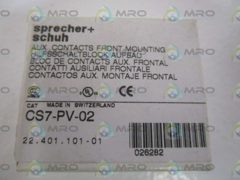 SPRECHER+SCHUH AUXILIARY CONTACT CS7-PV-02 *NEW IN BOX*