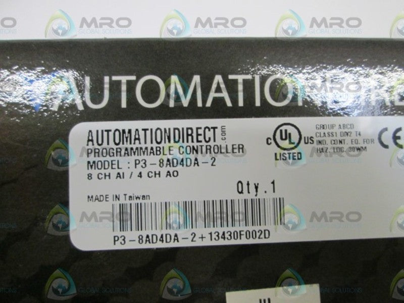 AUTOMATION DIRECT PROGRAMMABLE CONTROLLER P3-8AD4DA-2 * FACTORY SEALED *